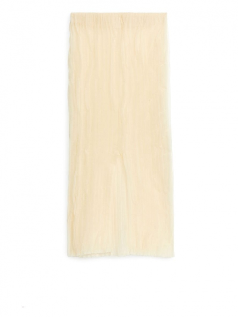 Fusta Arket Plisat Knit Dama Bej Deschis | Romania-HDOR09148