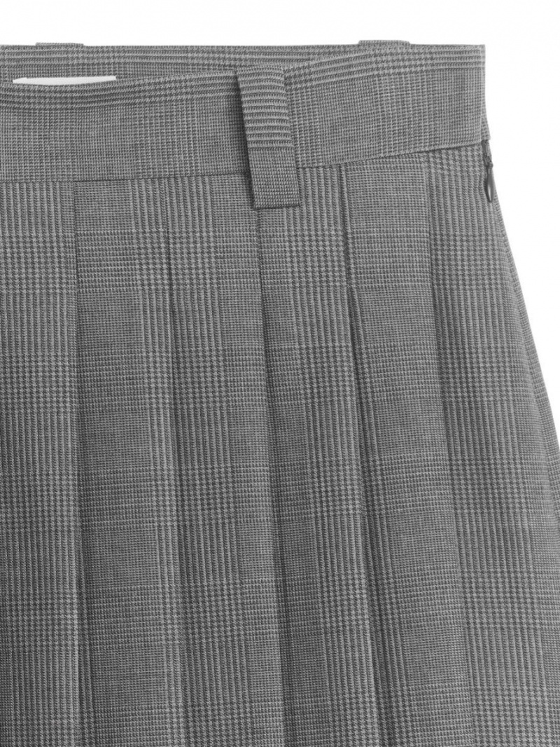 Fusta Arket Plisat Lână-Blend Mini Dama Gri | Romania-BPMQ78910