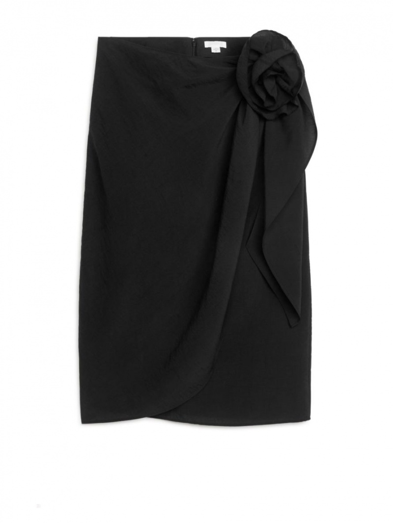 Fusta Arket Rose-Detail Wrap Dama Negrii | Romania-SJIT32517