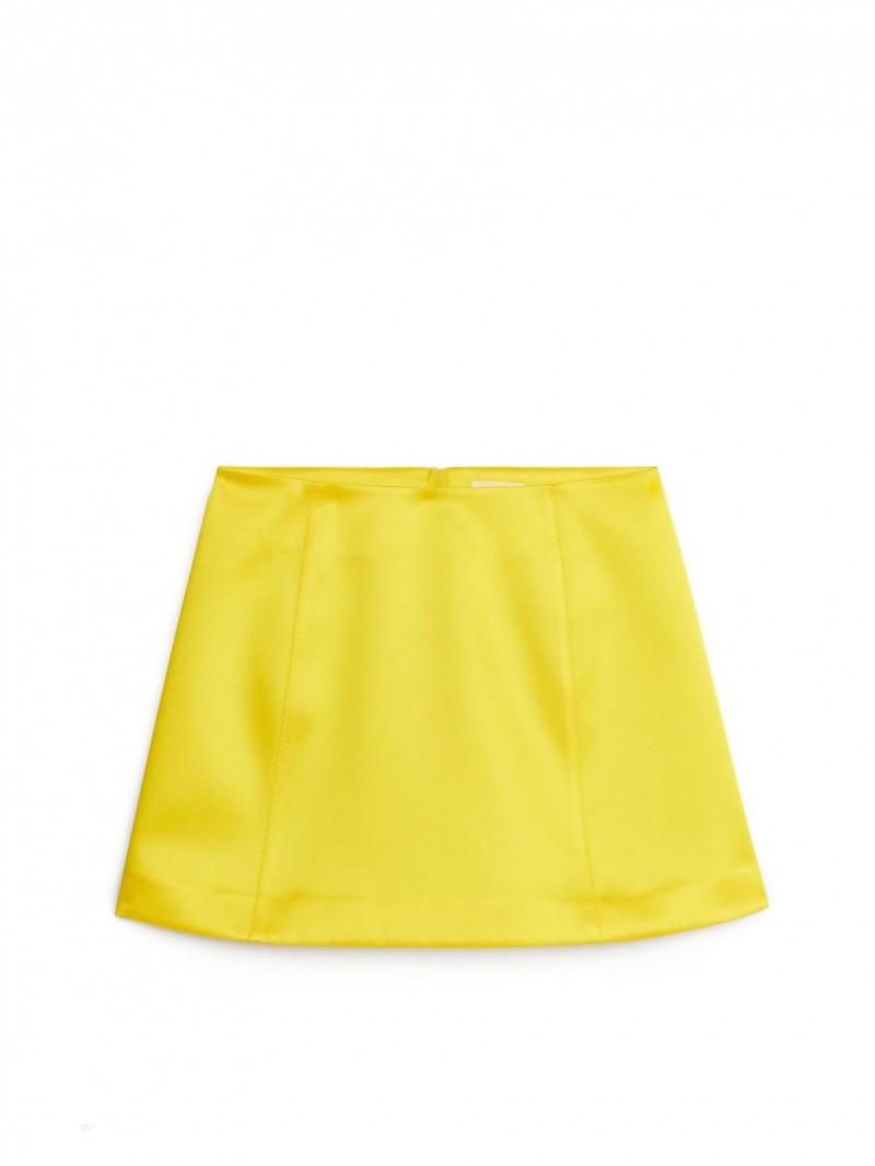 Fusta Arket Satin Mini Dama Galbeni | Romania-TWBS31504