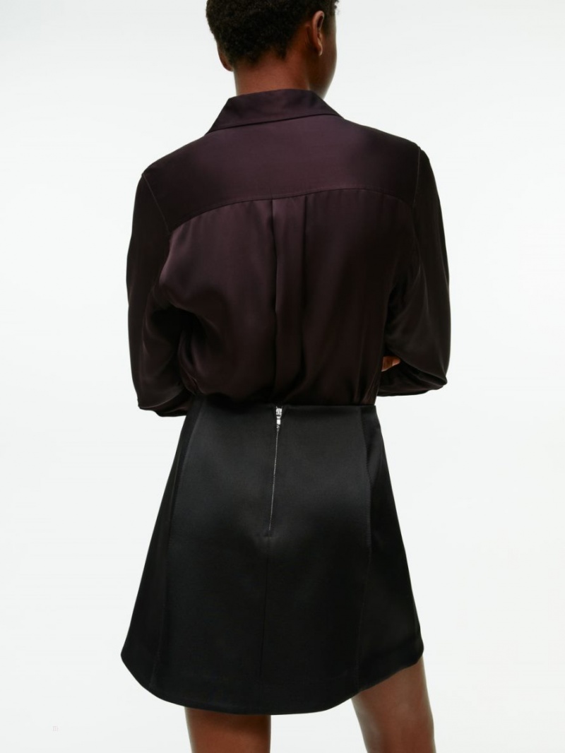 Fusta Arket Satin Mini Dama Negrii | Romania-HPXV43620