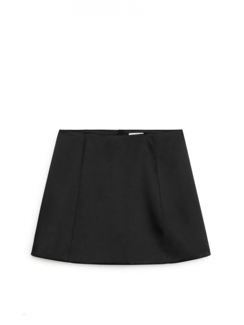 Fusta Arket Satin Mini Dama Negrii | Romania-HPXV43620