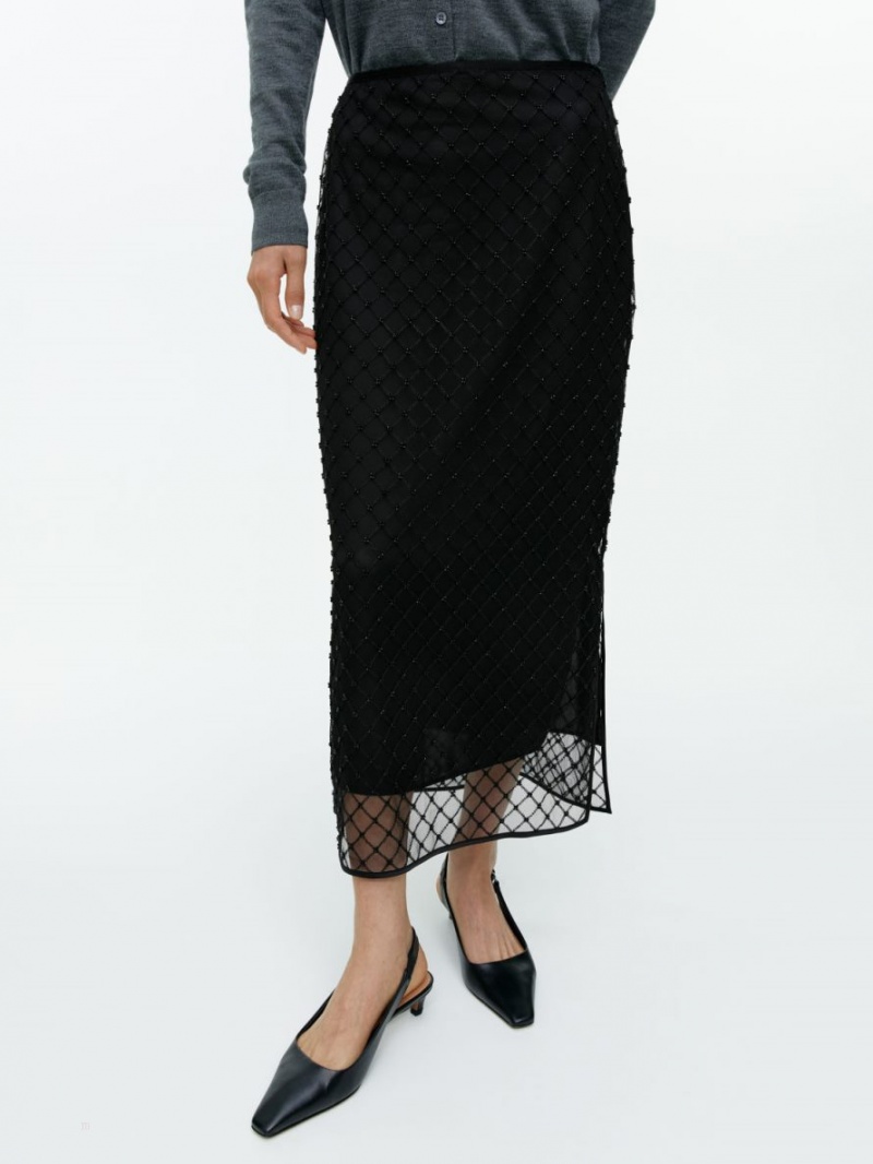 Fusta Arket Sequined Net Dama Negrii | Romania-TEAW51769