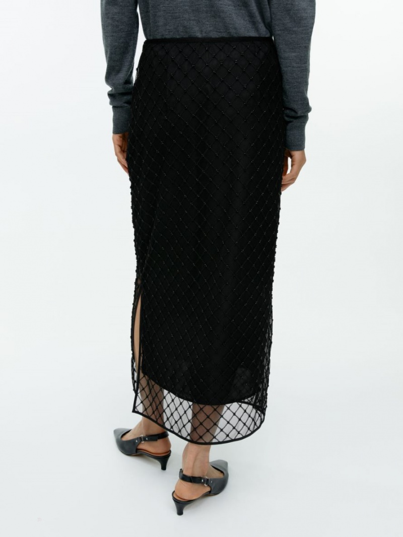 Fusta Arket Sequined Net Dama Negrii | Romania-TEAW51769