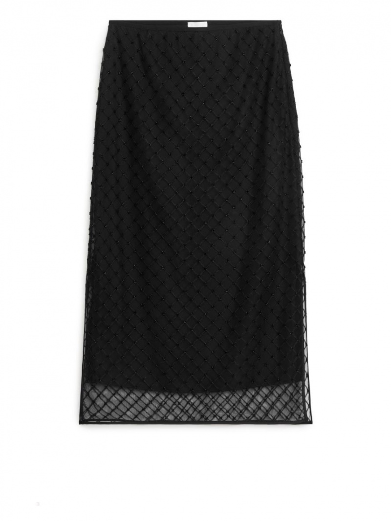 Fusta Arket Sequined Net Dama Negrii | Romania-TEAW51769
