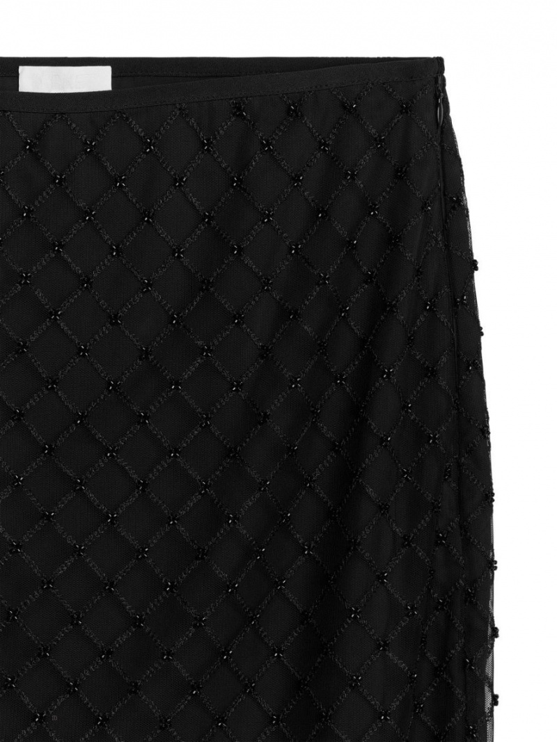 Fusta Arket Sequined Net Dama Negrii | Romania-TEAW51769