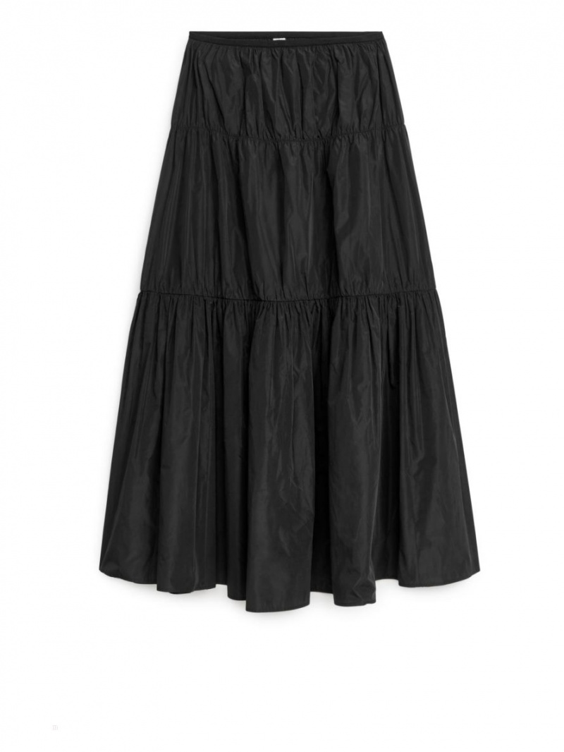 Fusta Arket Tiered Maxi Dama Negrii | Romania-UTGB23148