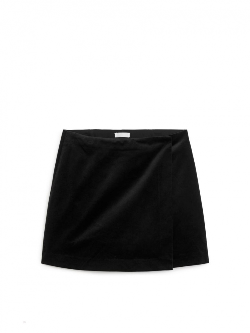 Fusta Arket Velvet Wrap Dama Negrii | Romania-GAVI54820