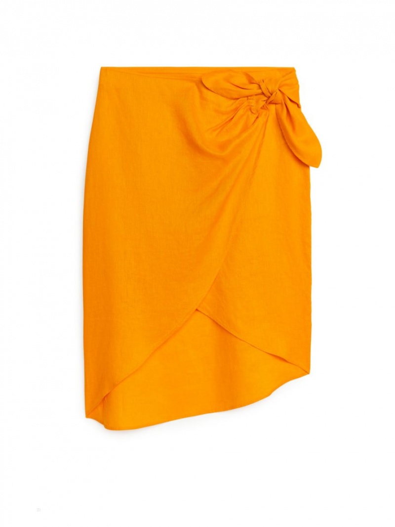 Fusta Arket Wrap Linen Dama Galbeni | Romania-ETUZ45268