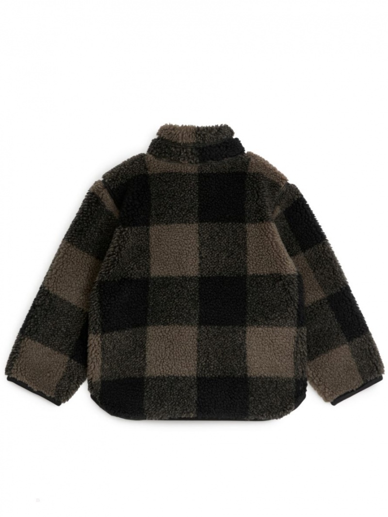Geaca Arket Checked Pile Baieti Negrii | Romania-GDUM07539