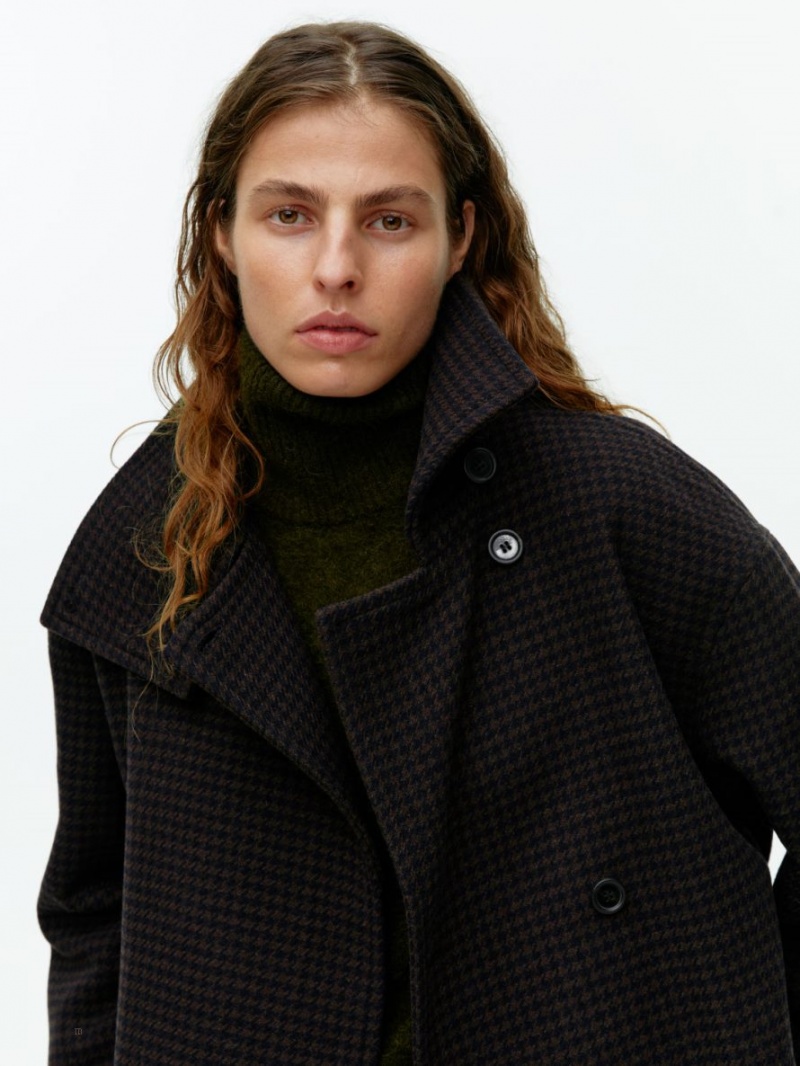 Geaca Arket Chequered Lână-Blend Dama Maro Inchis | Romania-TUFW27683