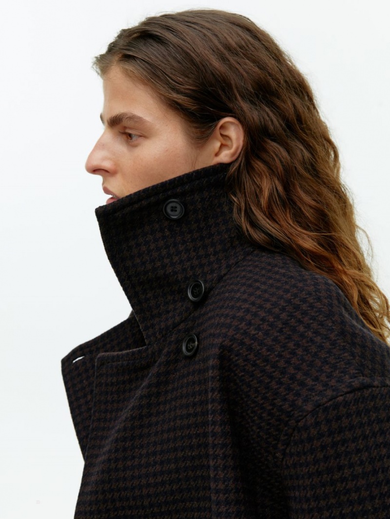 Geaca Arket Chequered Lână-Blend Dama Maro Inchis | Romania-TUFW27683