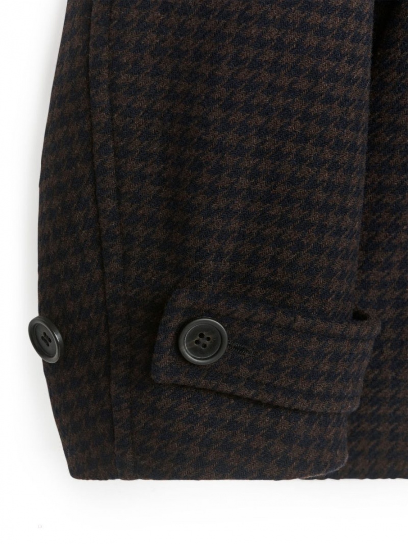 Geaca Arket Chequered Lână-Blend Dama Maro Inchis | Romania-TUFW27683