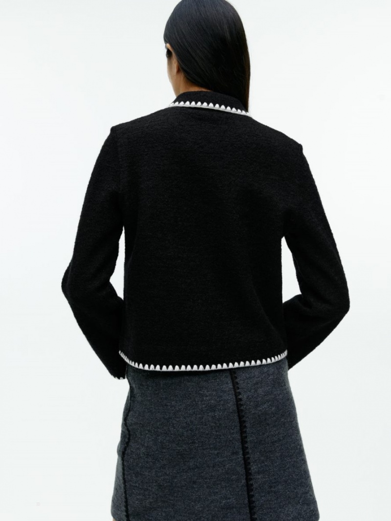 Geaca Arket Contrast Stitch Dama Negrii | Romania-OVLI63759