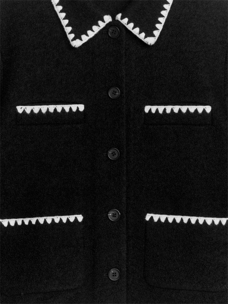 Geaca Arket Contrast Stitch Dama Negrii | Romania-OVLI63759