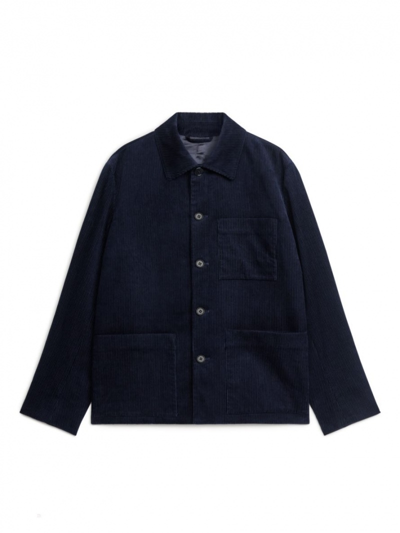Geaca Arket Corduroy Barbati Albastri Inchis | Romania-HZUA97564
