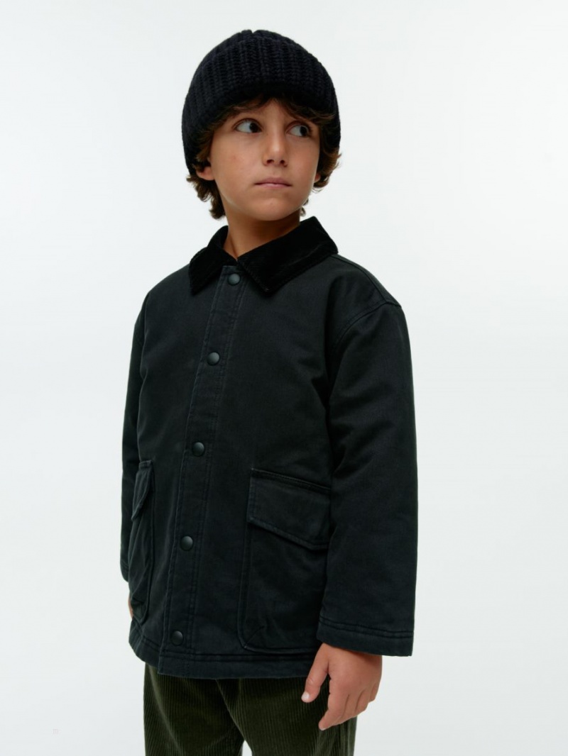 Geaca Arket Corduroy Collar Baieti Negrii | Romania-JFVN86537