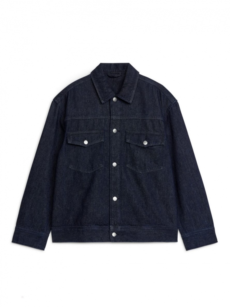Geaca Arket Denim Barbati Albastri Inchis | Romania-WVXO83756