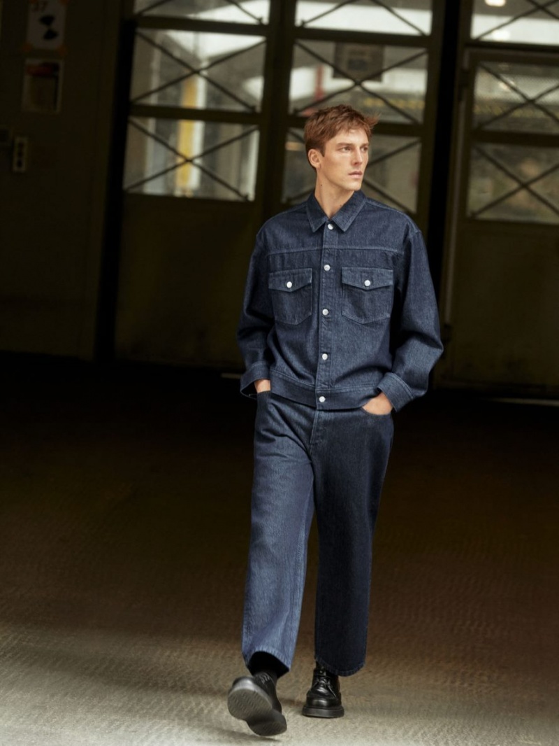 Geaca Arket Denim Barbati Albastri Inchis | Romania-WVXO83756