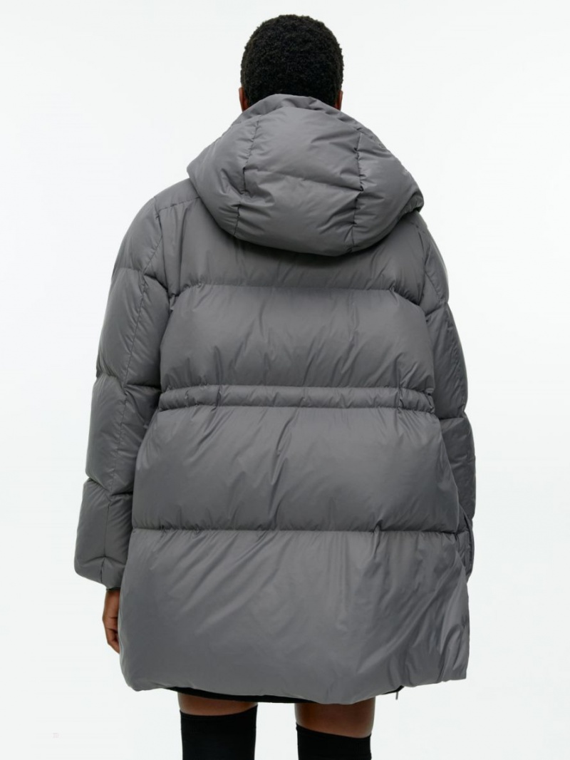 Geaca Arket Drawstring Down Dama Gri Inchis | Romania-LVWJ76138
