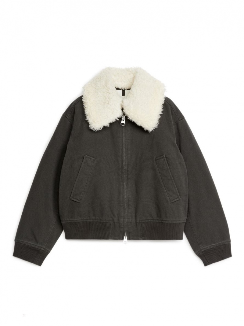 Geaca Arket Faux Fur-Trimmed Liner Dama Negrii | Romania-TQOD92107