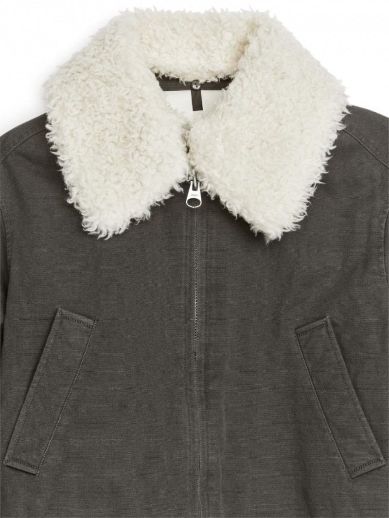 Geaca Arket Faux Fur-Trimmed Liner Dama Negrii | Romania-TQOD92107