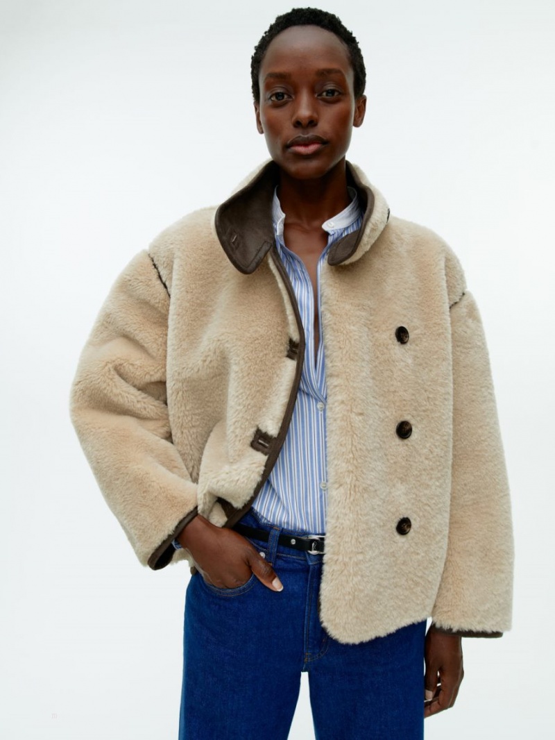 Geaca Arket Faux Fur Dama Bej Maro | Romania-RLCO74031