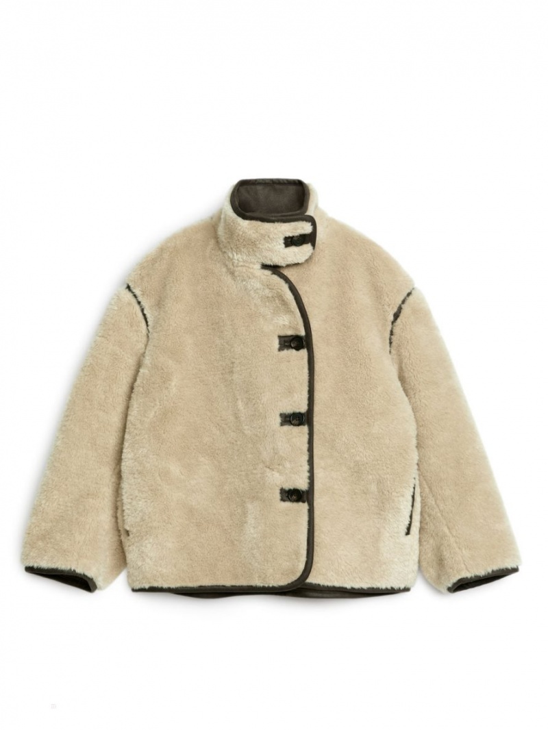 Geaca Arket Faux Fur Dama Bej Maro | Romania-RLCO74031