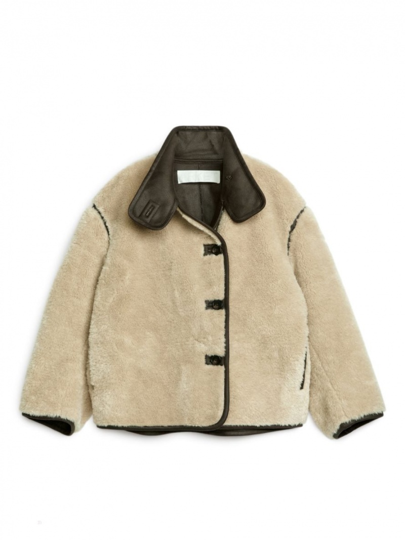 Geaca Arket Faux Fur Dama Bej Maro | Romania-RLCO74031