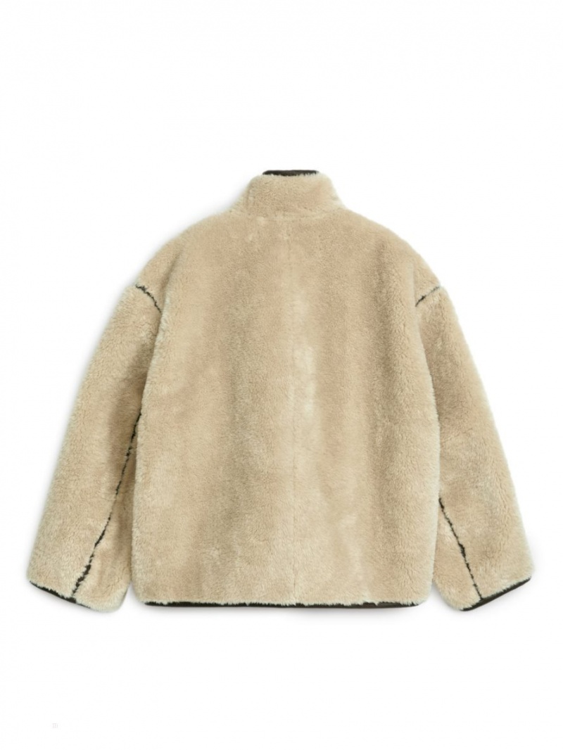 Geaca Arket Faux Fur Dama Bej Maro | Romania-RLCO74031