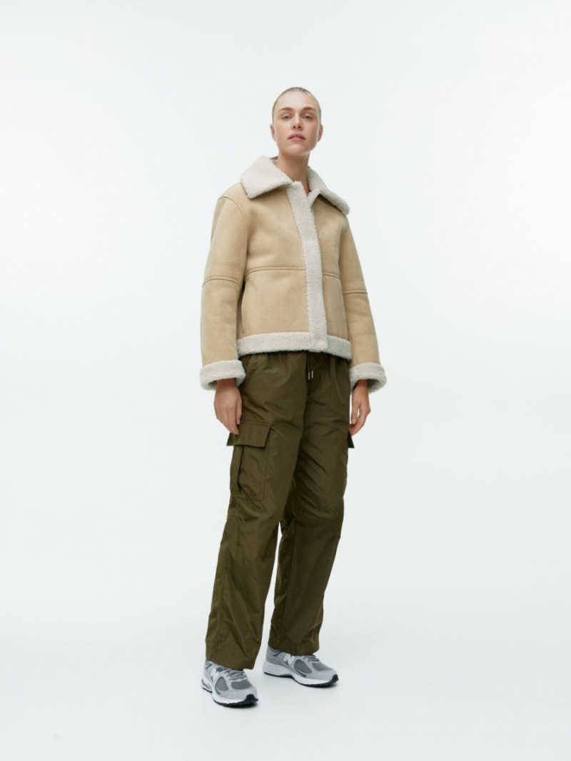 Geaca Arket Faux Fur Moleskin Dama Bej | Romania-MBEJ32187