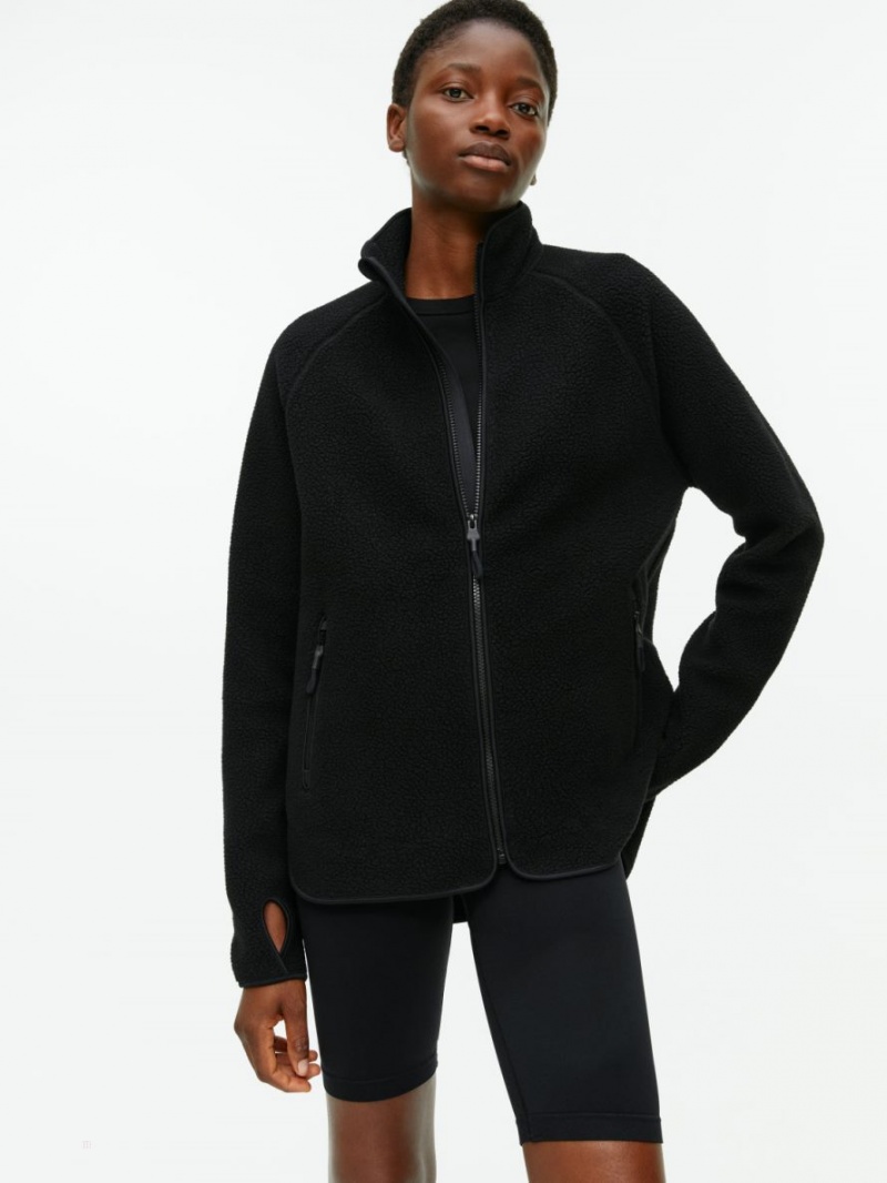 Geaca Arket Fleece Zip Dama Negrii | Romania-ACOM07295