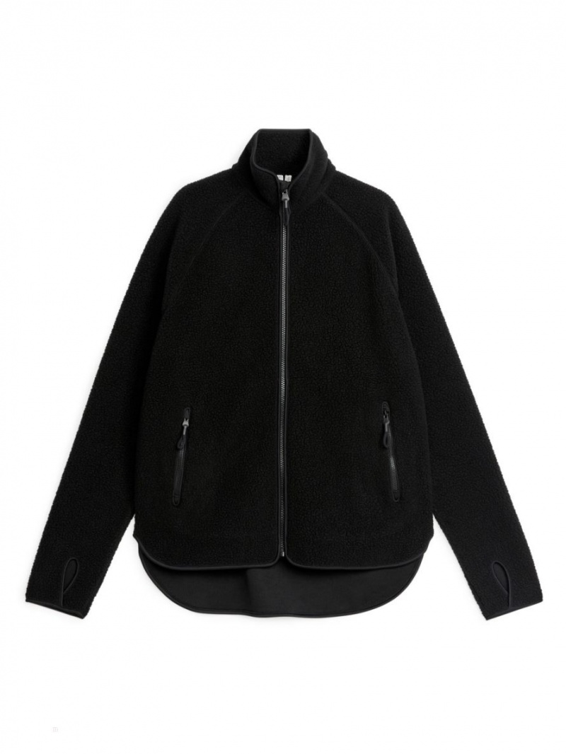 Geaca Arket Fleece Zip Dama Negrii | Romania-ACOM07295