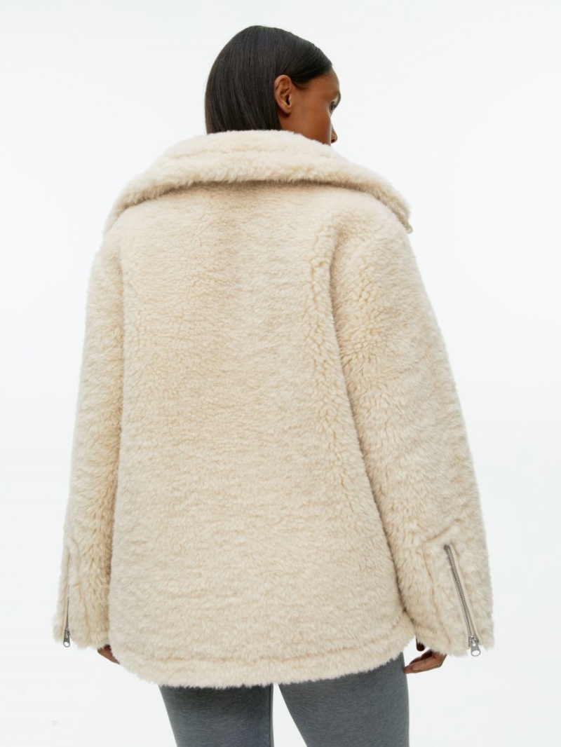 Geaca Arket Fluffy Pile Dama Albi | Romania-ULDK20476