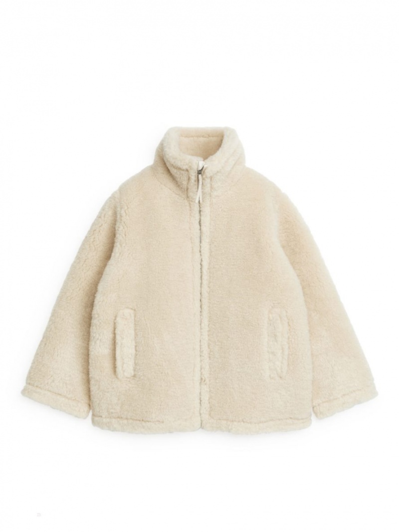 Geaca Arket Fluffy Pile Dama Albi | Romania-ULDK20476