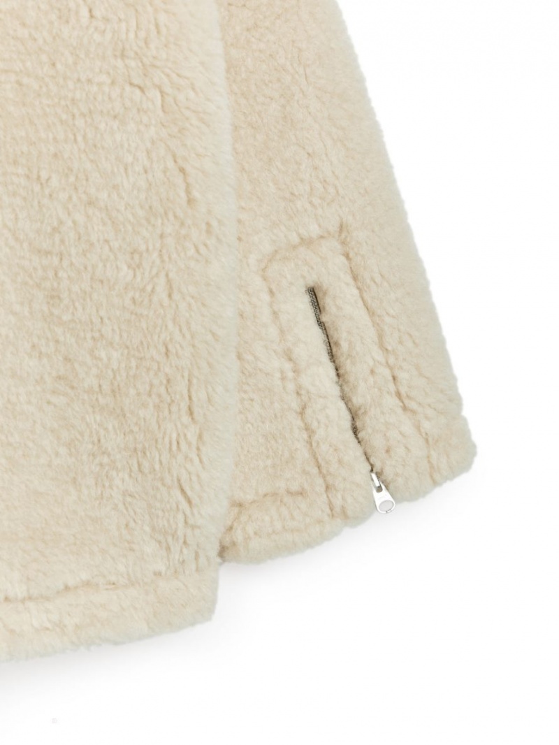 Geaca Arket Fluffy Pile Dama Albi | Romania-ULDK20476