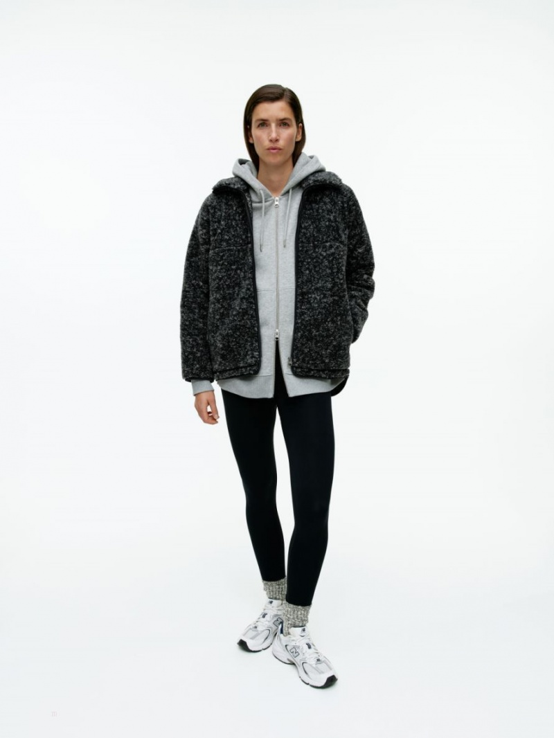 Geaca Arket High-Neck Pile Dama Negrii Albi | Romania-DRFP15976