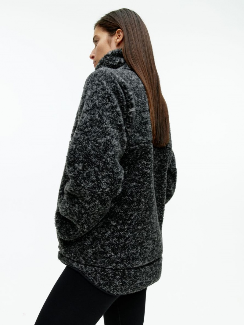 Geaca Arket High-Neck Pile Dama Negrii Albi | Romania-DRFP15976