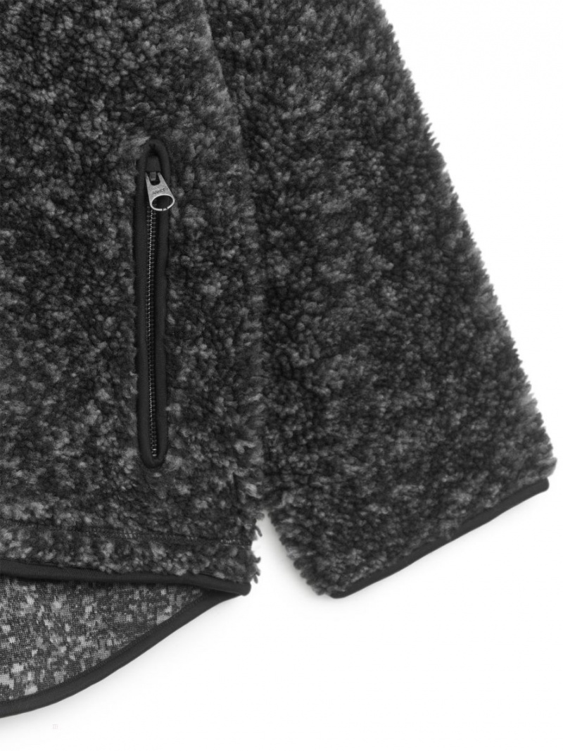 Geaca Arket High-Neck Pile Dama Negrii Albi | Romania-DRFP15976