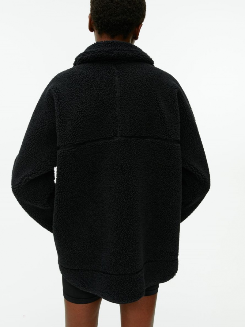 Geaca Arket High-Neck Pile Dama Negrii | Romania-DAGF01435