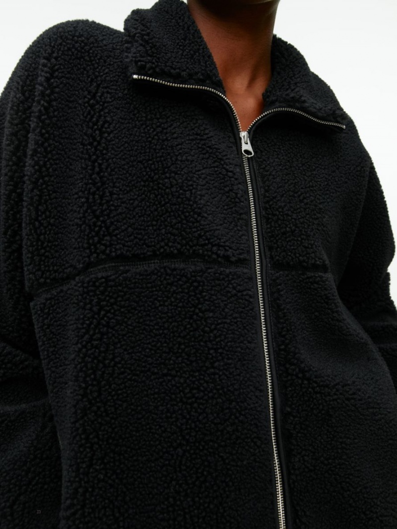 Geaca Arket High-Neck Pile Dama Negrii | Romania-DAGF01435