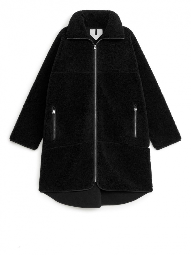 Geaca Arket High-Neck Pile Dama Negrii | Romania-NELJ21370