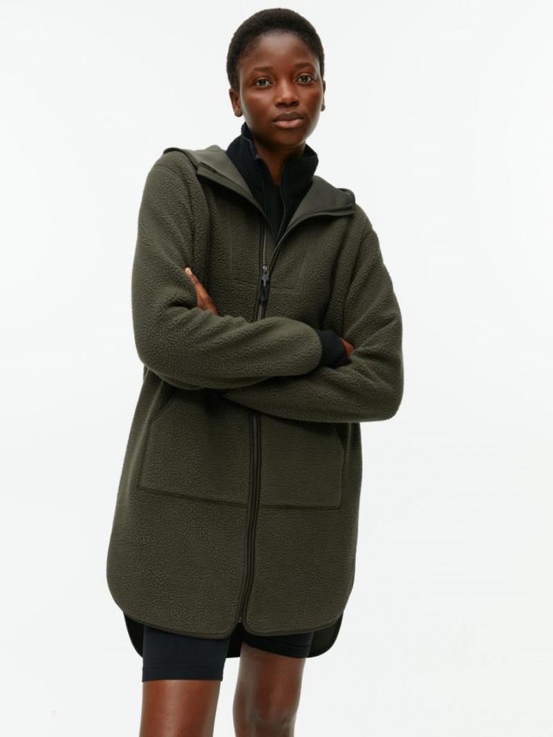 Geaca Arket Long Fleece Dama Verzi Inchis | Romania-TGAZ27053
