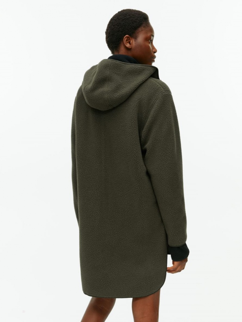 Geaca Arket Long Fleece Dama Verzi Inchis | Romania-TGAZ27053