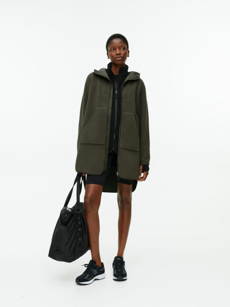 Geaca Arket Long Fleece Dama Verzi Inchis | Romania-TGAZ27053