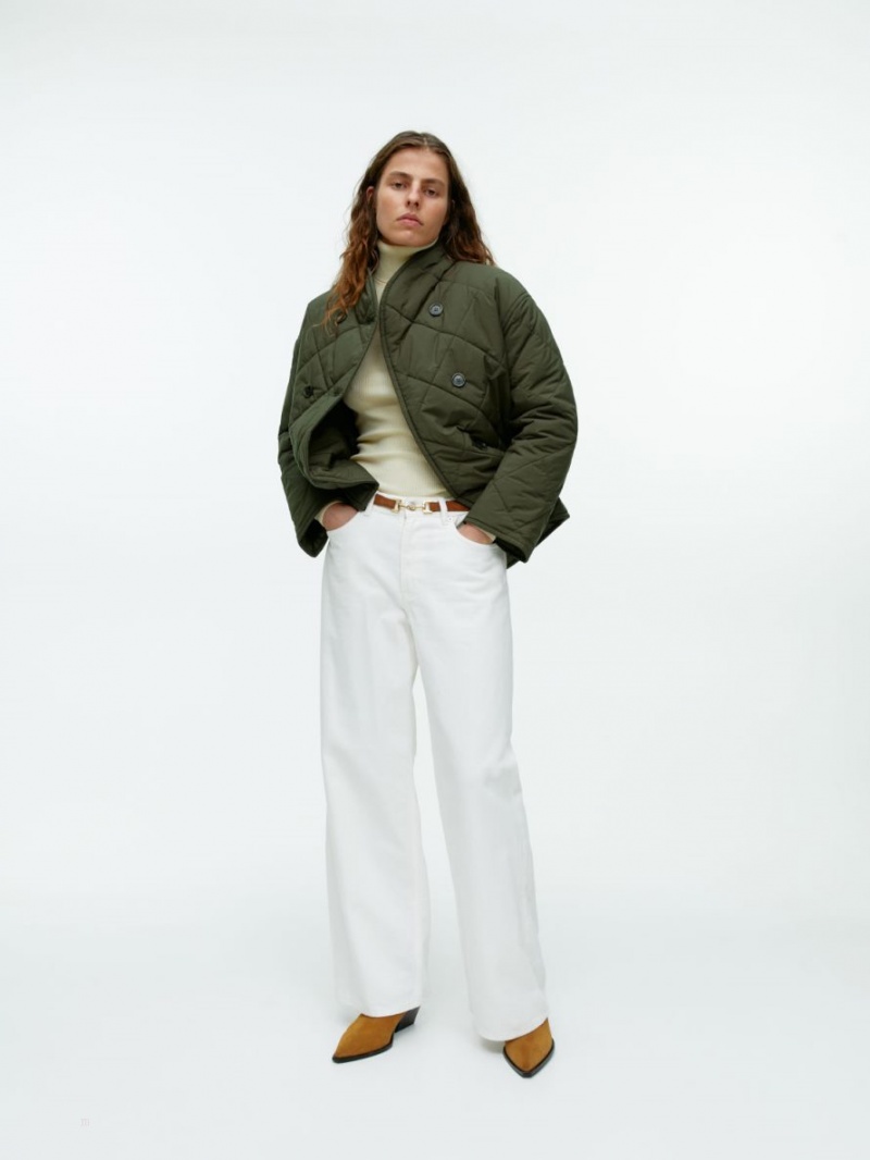 Geaca Arket Matlasat Shawl-Collar Dama Verzi Inchis | Romania-LWSB24398