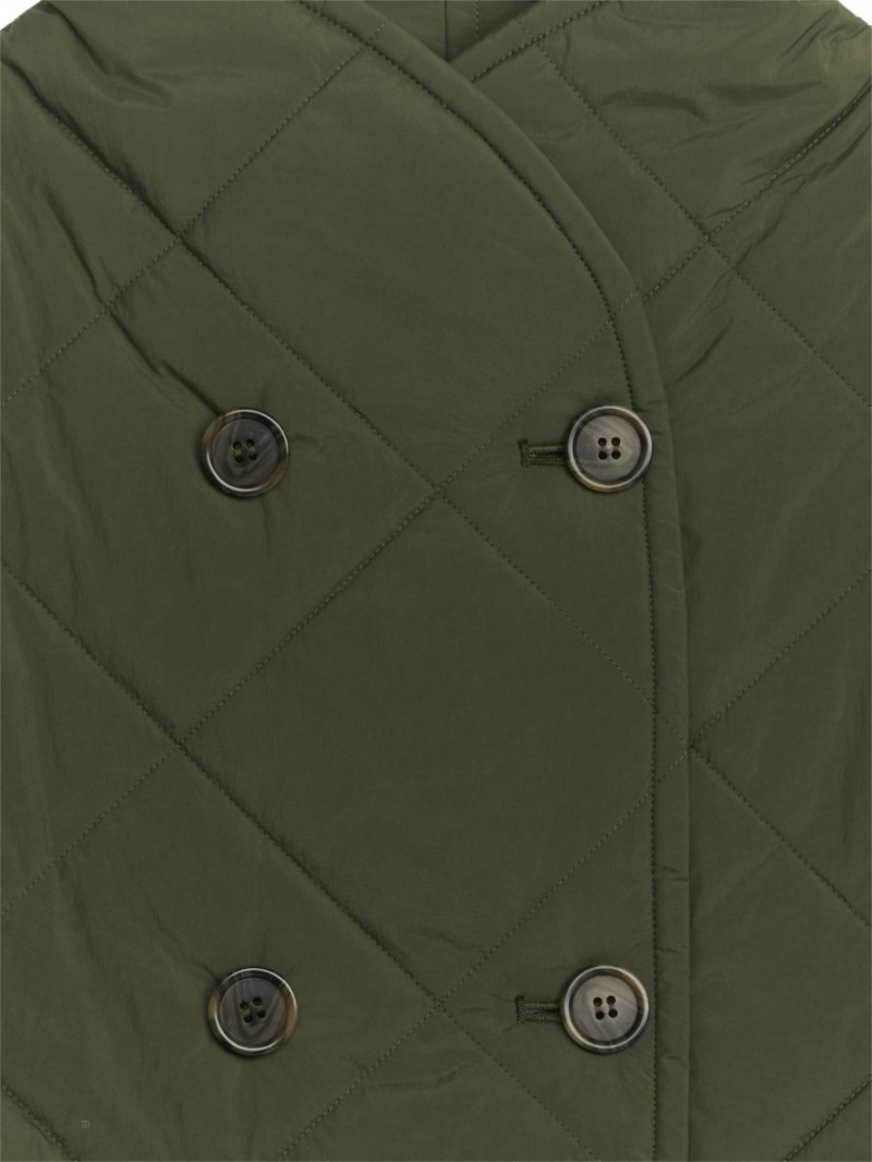 Geaca Arket Matlasat Shawl-Collar Dama Verzi Inchis | Romania-LWSB24398