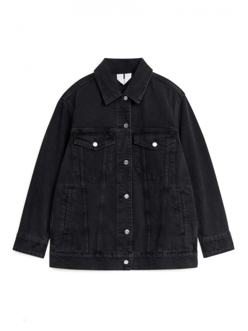 Geaca Arket Oversized Denim Dama Negrii | Romania-IXYE28609