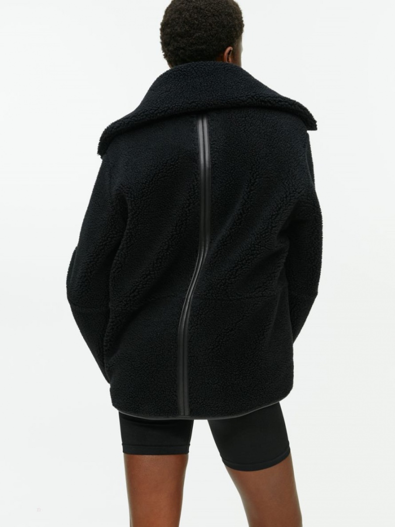 Geaca Arket Piele Detailed Pile Dama Negrii | Romania-IKVT61784