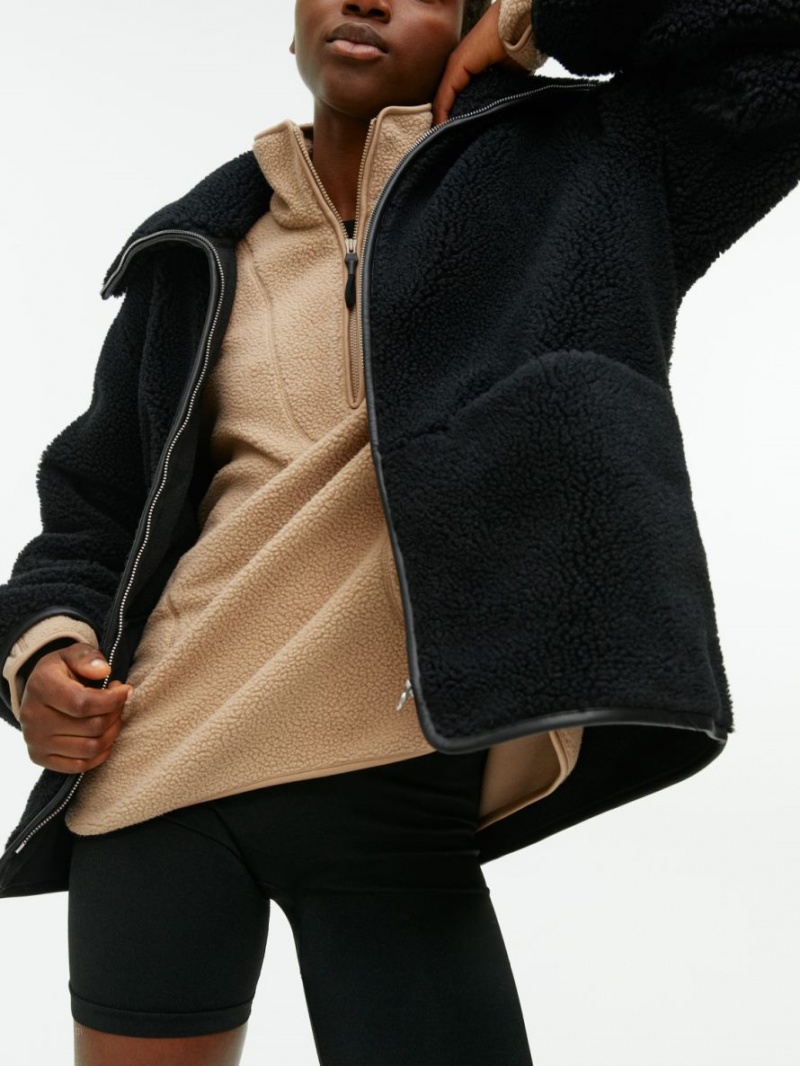 Geaca Arket Piele Detailed Pile Dama Negrii | Romania-IKVT61784